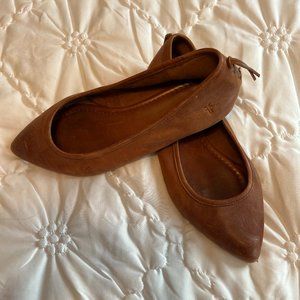 Frye Brown Leather Pointed Toe Ballet Flats